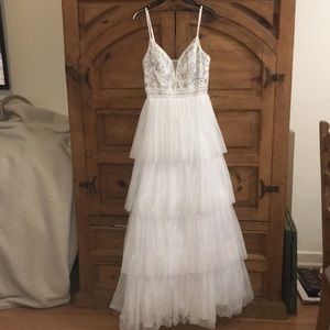 Bee Darlin white formal dress w/ beaded bodice